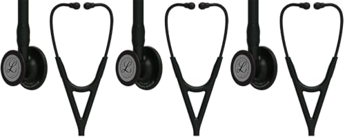 Image of 3M Littmann Cardiology IV Diagnostic Stethoscope, 6163, More Than 2X as Loud, Weighs Less, Stainless Steel Black-Finish Chestpiece, 27 inch Black Tube, Stem, and Headset (Pack of 3)
