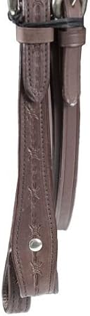 Tahoe Tack Hand-Tooled Barbwire Leather Western Browband Horse Headstall with Matching Split Reins