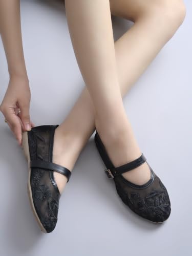 Image of Shoetopia Women's Embroidered Belly Shoes - Soft Comfortable Flats with Adjustable Strap | Traditional Floral Design for Casual & Ethnic Footwear