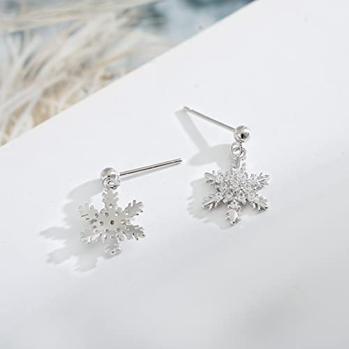 Sluynz Snowflake Earrings Studs For Women Teen Girls Sterling Silver Cz Stones Snowflake Studs Earrings #TOP3
