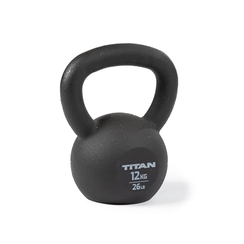 Titan Fitness 12 KG Cast Iron Kettlebell Single Piece Casting KG and LB Markings Full Body Workout
