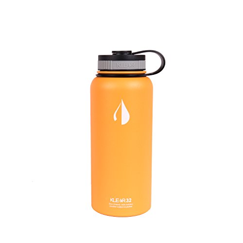 Klear Bottle - 32 Oz Stainless Steel Water Bottle - Double Wall Vacuum Insulated (Orange)