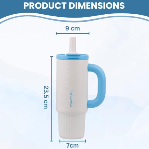 Image of 1000ML Stainless Steel Tumbler with Lid, Straw & Tea Filter | Hot and Cold Double Insulated Sipper Mug | 100% Leak Proof Coffee Tumbler Cupholder for Office, Gym, Travelling (White)