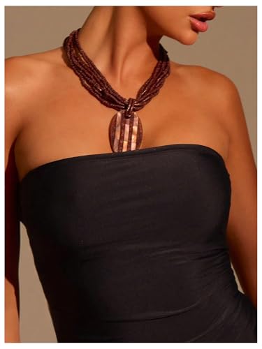 WDIRARA Women's One Piece Swimsuit Strapless Bandeau Bathing Suits Tummy Control Swimwear4