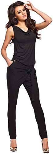 Preisvergleich Produktbild Lemoniade stylischer Jumpsuit ohne Ärmel mit elegantem Wasserfallkragen, schwarz, Gr. S