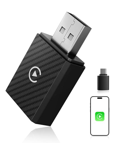 【2026 Mejorada】 Adaptador CarPlay Inalámbrico, Bluetooth V5.4 Conexión Estable, WiFi 6 de Doble Banda de Alta Velocidad, USB A/C, para Apple iPhone iOS 10+