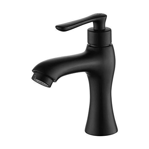 Robinet de lavabo noir anti-trace en cuivre pour évier sans fuite