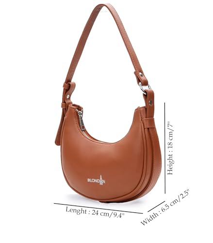 Image of K London Women's Vegan Leather Half Moon Bag | Stylish Black Shoulder Hobo | Compact Baguette Purse for Office, Casual, Party & Travel Use