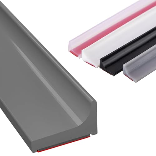 Playolay Barrera de Agua para Ducha, junta Mampara, Perfil de Silicona, Borde Plato Ducha, Vierteaguas para Encimeras, Ideal para Baños Modernos y Sin Fugas (Gris, 2 Metros)