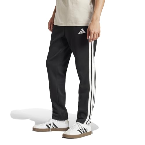adidas Mens Essentials 3-Stripes Fleece Sportswear Pants, Black/White, XX-Large