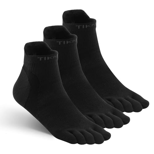 TikMox Athletic Toe Socks, Five Finger Ankle Socks for Men/Women, CoolMax Moisture-Wicking, Arch Support, Cushioned & Elastic, High Performance