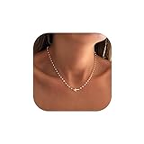 MONOZO Pearl Cross Necklace for Women, 14K Gold Plated Sideway Cross Necklace Dainty Pearl Choker Necklace Cute Cross Necklace for Women Gold Necklaces for Women Trendy