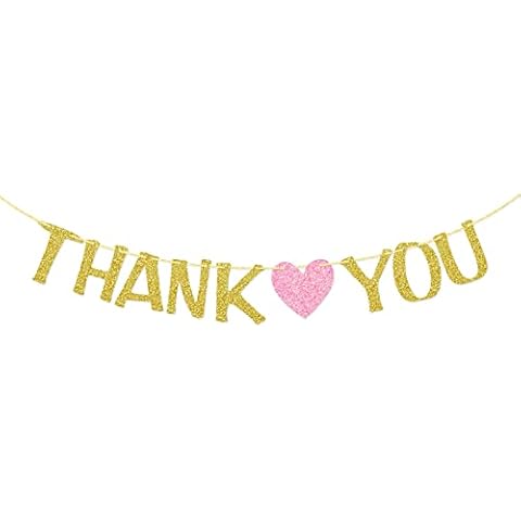 Thank You Banner Gold Glitter Wedding Party Decoration Engagement Bunting Photo Booth Bridal Hanging Garland Cover