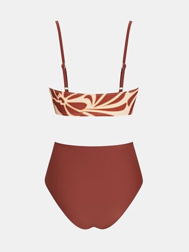 Image of CUPSHE Women's Bikini Sets Two Piece Swimsuit High Waisted V Neck Twist Front Adjustable Spaghetti Straps Bathing Suit