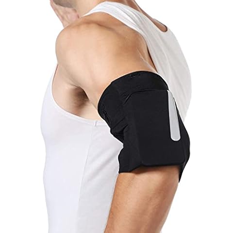 Ailzos Phone Armband Sleeve for Running Workout, Sports Armband Gym Phone Holder for Runners Fits Men Women for iPhone 11 Pro Max/Xr/Xs Max/X/8/7 Plus, Galaxy S10/S9/S8 Plus and Note10/9/8, Black L Cover