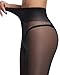 Citystl 2 Pairs Sheer Tights for Women 30D Reinforced T Crotch Control Top with Reinforced Toes Pantyhose(Black*2,S/M)