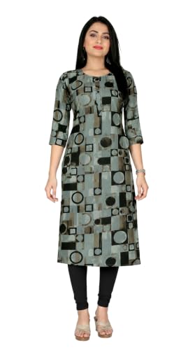 Image of Women's Printed Poly Crepe Straight Kurti | Comfortable Regular Fit | Stylish Ethnic Kurta for Daily & Office Wear
