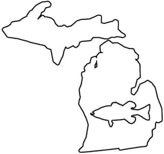 MAGNET Michigan Bass Sticker State Shaped Largemouth Fishing Fish Mi Magnetic Vinyl Car Fridge Sticks to any Metal Surface 5"