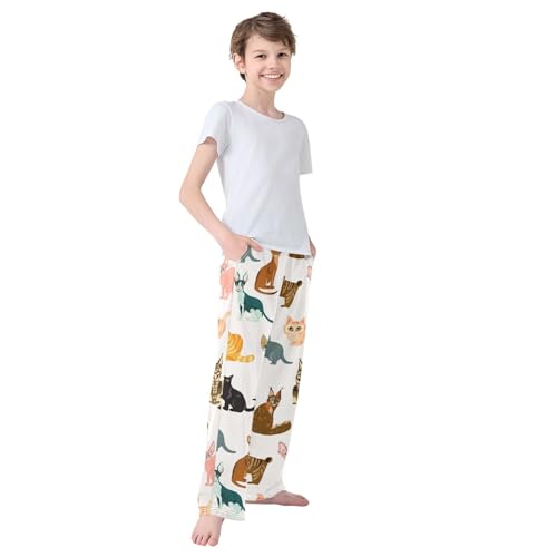 Boys' Pants Funny Kitten Cats Cute Long Bottoms Jogger Pants Elastic Waist Trousers with Pockets S-XL4