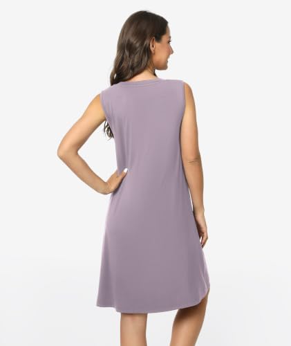 Image of GYS Cooling Bamboo Viscose Nightgowns for Women, Lightweight Sleeveless V Neck Sleep Shirt for Hot Sleepers, Soft Night dress
