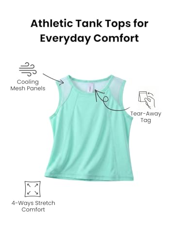 Image of WELAKEN Girls' Athletic Tank Top - Mesh Open Back Sleeveless Sports Shirt for Active Kids,Black,4T