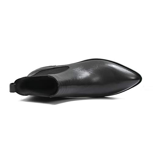 ONEENO Women's Pointed Toe Leather Chelsea Boots4