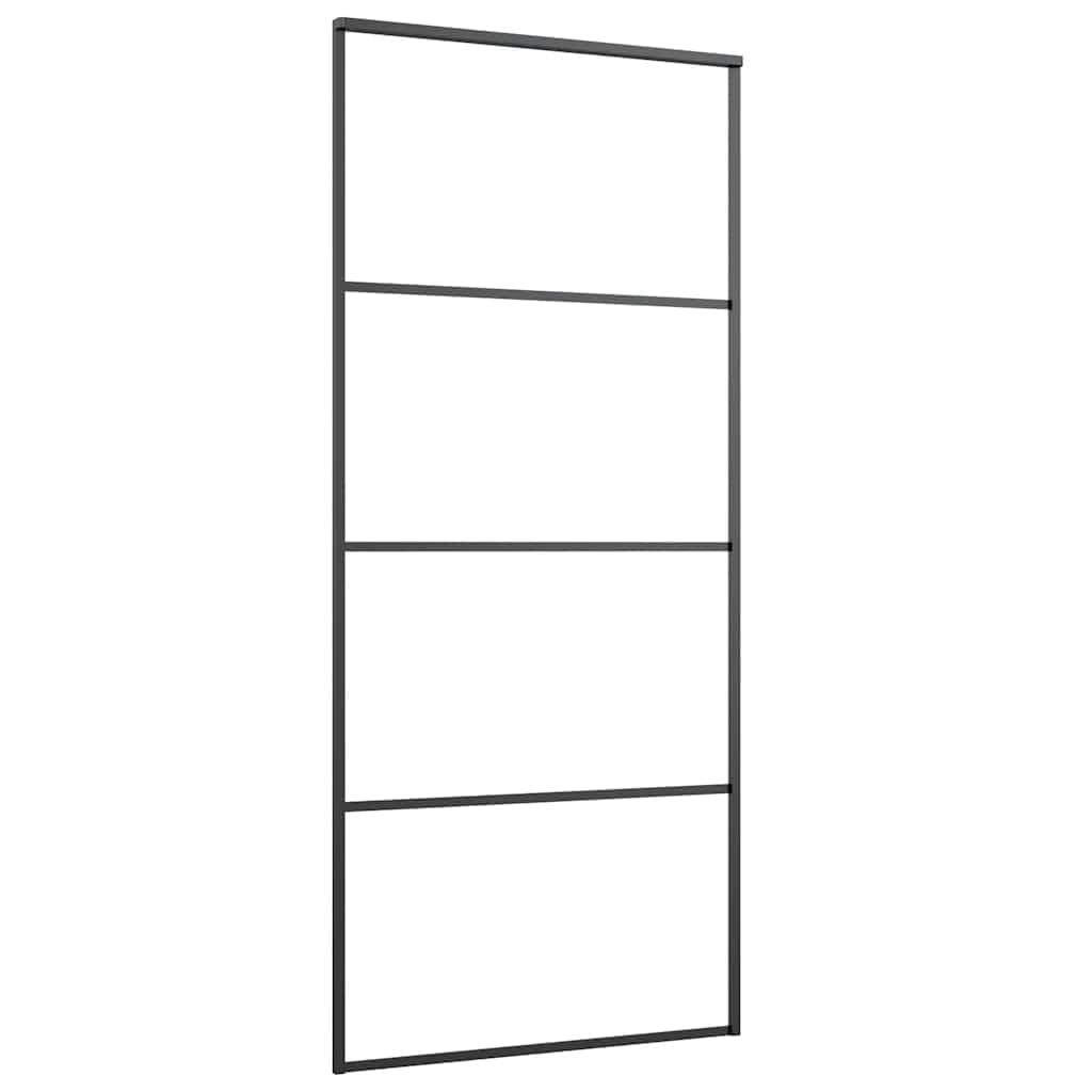 Porta scorrevole 90 x 205 cm, vetro temperato opaco, telaio in alluminio, salvaspazio, silenzioso, per terrazza, balcone