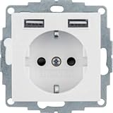 berker b1 dimmer abdeckung Steckdose SCHUKO mit 2 USB-Buchsen Typ A zum Laden mobiler Endgeräte, wie z.B. Tablets, Smartphones, Navigationsgeräte und Digitalkameras über USB-Kabel, kurzschlussfest und überlastsicher