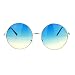 Hippie Retro Groovy Gradient Oversize Circle Lens Round Lennon Sunglasses Blue