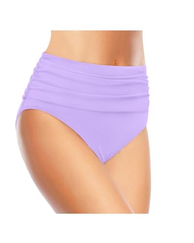 Image of Tempt Me Women's High Waisted Bikini Bottom Tummy Control Ruched Bathing Suit Swim Bottom