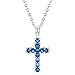 Produktbild In Season Jewelry Kinder Babys - Halskette Kleine Kreuz 925 Sterling Silber Blau CZ Zirkonia 45cm