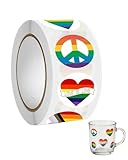HAPZUR Pride Temporäre Tattoos – 1 Rolle（500pcs） Regenbogen LGBT Aufkleber für Gesicht & Körper, Wasserfest & Hautfreundlich für Paraden, Festivals & Partys