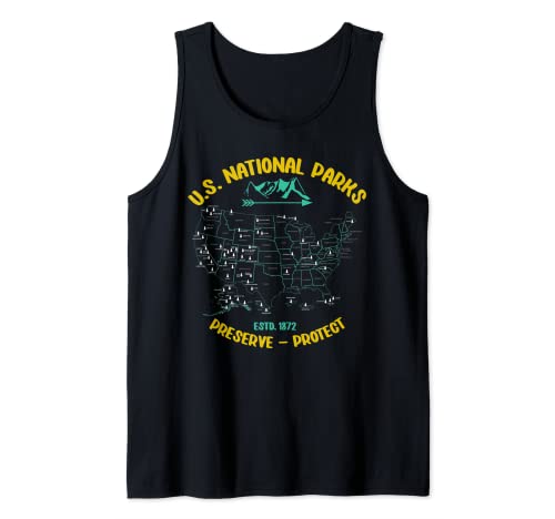 Parque Nacional Camisa 63 Parques Nacionales de EE.UU. Camping Senderismo Camiseta sin Mangas