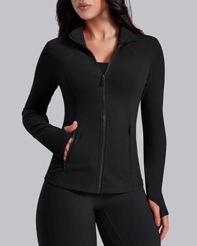 AVGO Womens Workout Jackets Lightweight Athletic Zip Up Jacket Slim Fit Running Gym Top with Pockets & Thumb Holes - Image 4
