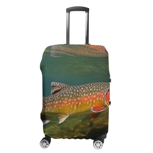 Brook Trout Fly Fishing Luggage Cover, Washable Elastic Suitcase Cover Protector Fit 18-32 Inch Luggage