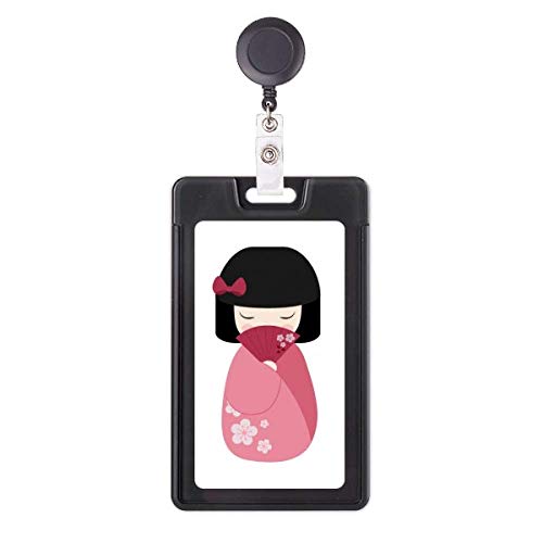 Badge rétractable sakura rose pour infirmières et personnel hospitalier style kimono