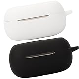 Accdeny Capa de fone de ouvido compatível com jbl Live Beam 3, [suporta carregamento sem fio] [capa protetora à prova de choque] capa de silicone para fone de ouvido (preto-branco)
