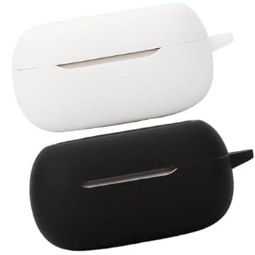 Accdeny Capa de fone de ouvido compatível com jbl Live Beam 3, [suporta carregamento sem fio] [capa protetora à prova de choque] capa de silicone para fone de ouvido (preto-branco)