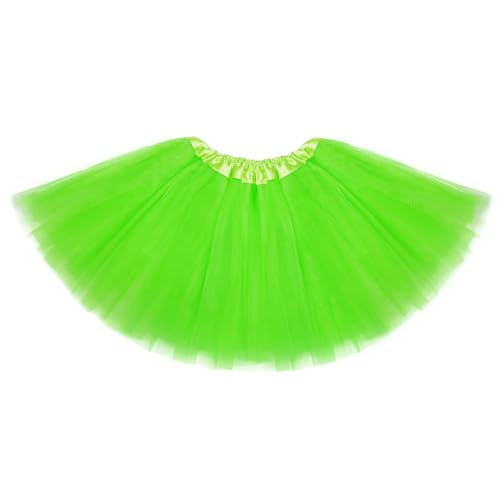 Fhykiss Tutu for Girls 3 Layers Toddler Tutus Kids Tutu for Baby Girl Ballet Tulle Skirt Dress Dance Halloween Costume Neon Green 3