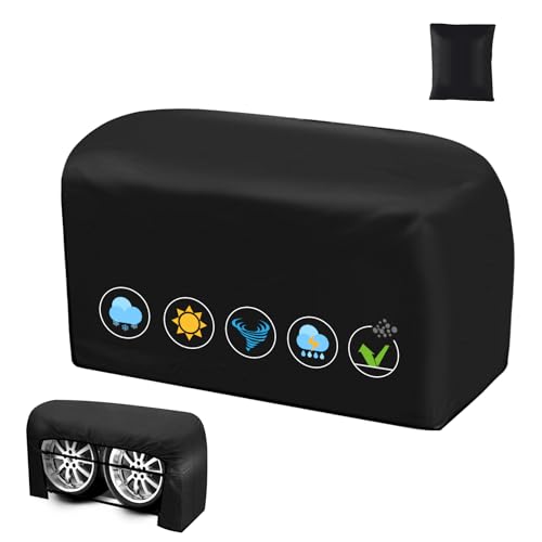 RV Tire Covers,Heavy Duty 840D Tire Covers for Trailers,Fits 27-30 Diameter Tires,Waterproof Trailer Tyre Covers with Waterproof Strip,2 Windproof Buckles，Universal RV Wheel Covers for Camper,1 Pack