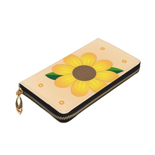Leather Wallet - Stylish and Durable Wallet for Women with Multiple Compartments and Zipper Design Golden Sunflower Picture3