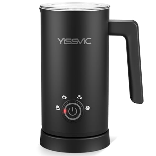 YISSVIC Montalatte Elettrico Cappuccino 4 in 1 Cappuccinatore Elettrico 300ML, Spegnimento Automatico, Facile da Pulire, Schiuma di Latte Calda e Fredda, Adatto per Latte e Cappuccino