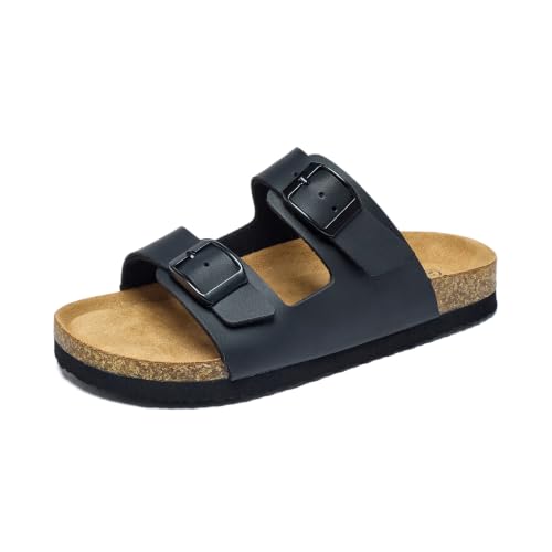 EQW Kids Sandals with Cork Footbed,Boys&Girls Slides,Hiking,Non-slip,Adjustable Buckle for Indoor & Outdoor Summer,Black by EQW - Image 2