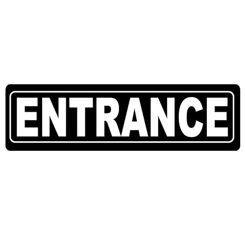 Entrance Enter Office Door Sign Metal Business Retail Store Self Adhesive Aluminum Peel and Stick 8x2 Inch Indoor/Outdoor Black (1)
