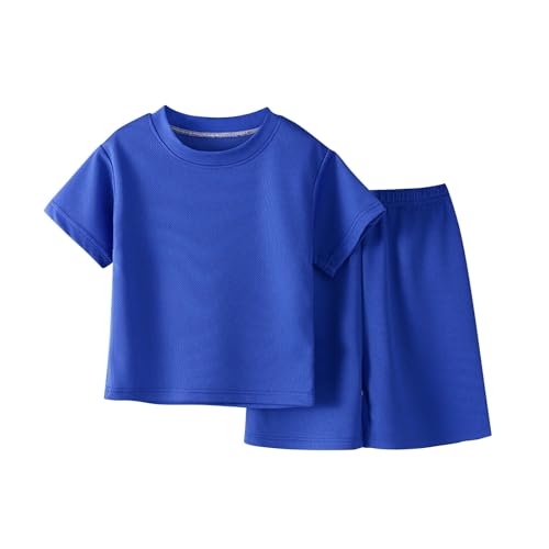 duxyoz Blue Boys Athletic Short Sets 2 Piece T-Shirt and Shorts for Kids Summer Outfits Crew Neck Short Sleeve Tops and Mesh Joggers Shorts Sportwear Loose Casual Tracksuits Vacation Clothes 7-8 Years