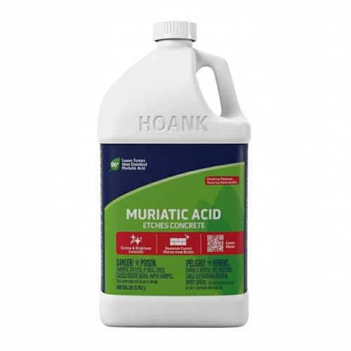 (4 Gallons) - Muriatic Acid for Swimming Pools & Spas, Removes Mortar from Bricks - 90% Low-Fume pH Stabilizer & Cleaner for Concrete & Masonry Surfaces, Clears Rust & Scale Build-Up - Ready to Use