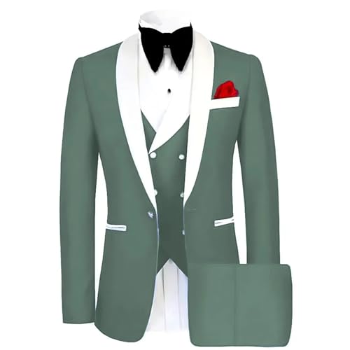 Men Classic Tuxedo 3 Pieces Blazers Vest Pants Fitted Jacket One Button Shawl Lapel Wedding Prom Set Blue3