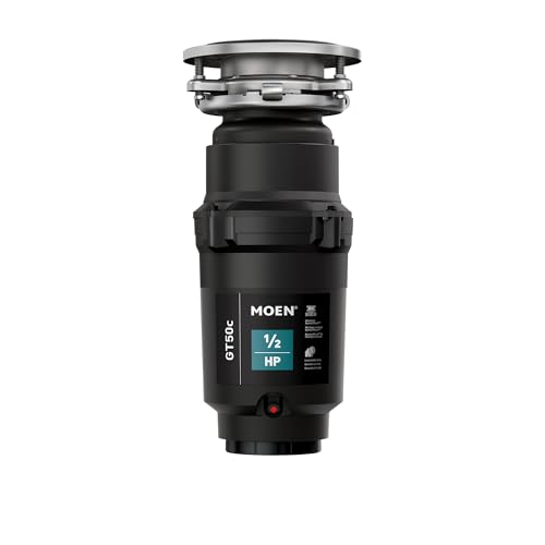 Image of Moen Prep Series Disposer 1 /2 Horsepower Continuous Feed Garbage Disposal featuring Fast Track Technology, Power Cord Included, GT50C