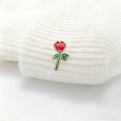 Image of Enamel Red Rose Brooch Pins for Women Valentine's Day Little Flower Rose Pin Bulk Jewelry Gifts Elegant Hat Dress Wedding Party Accessories Bulk Pack for Festival