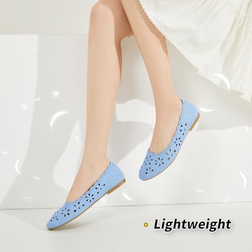 Image of BABUDOG Mesh Ballet Flats Shoes for Women,Womens Flats Dressy Comfortable,Women's Dress Shoes with Flower Eyelets,Slip on Casual Walking Flats